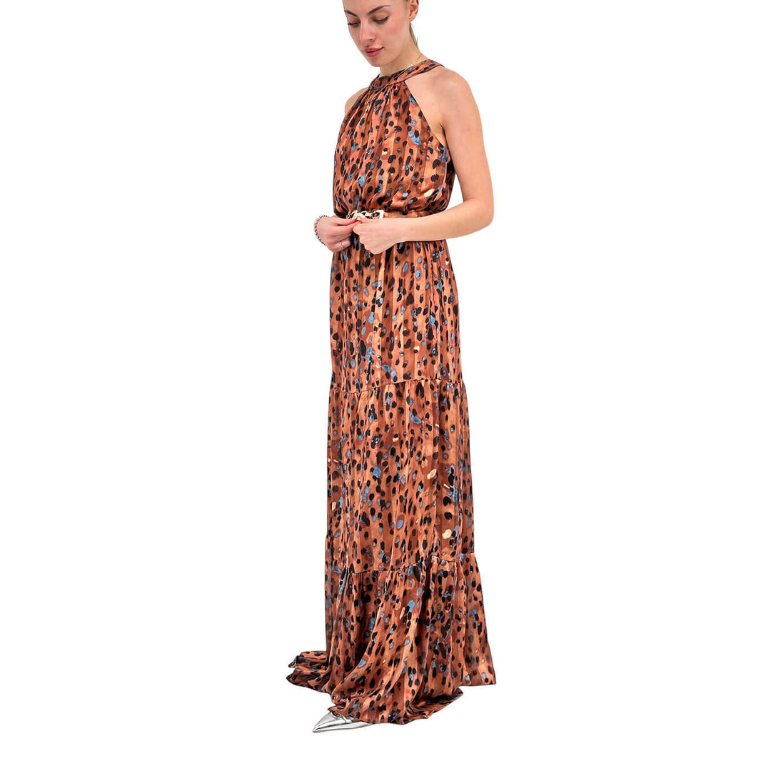 Koralline Women's Dress, Long and Wide, Spotted, Brown