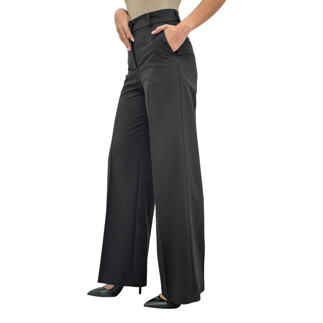 Kontatto Women's Pants, Palazzo Style, Flared, Black