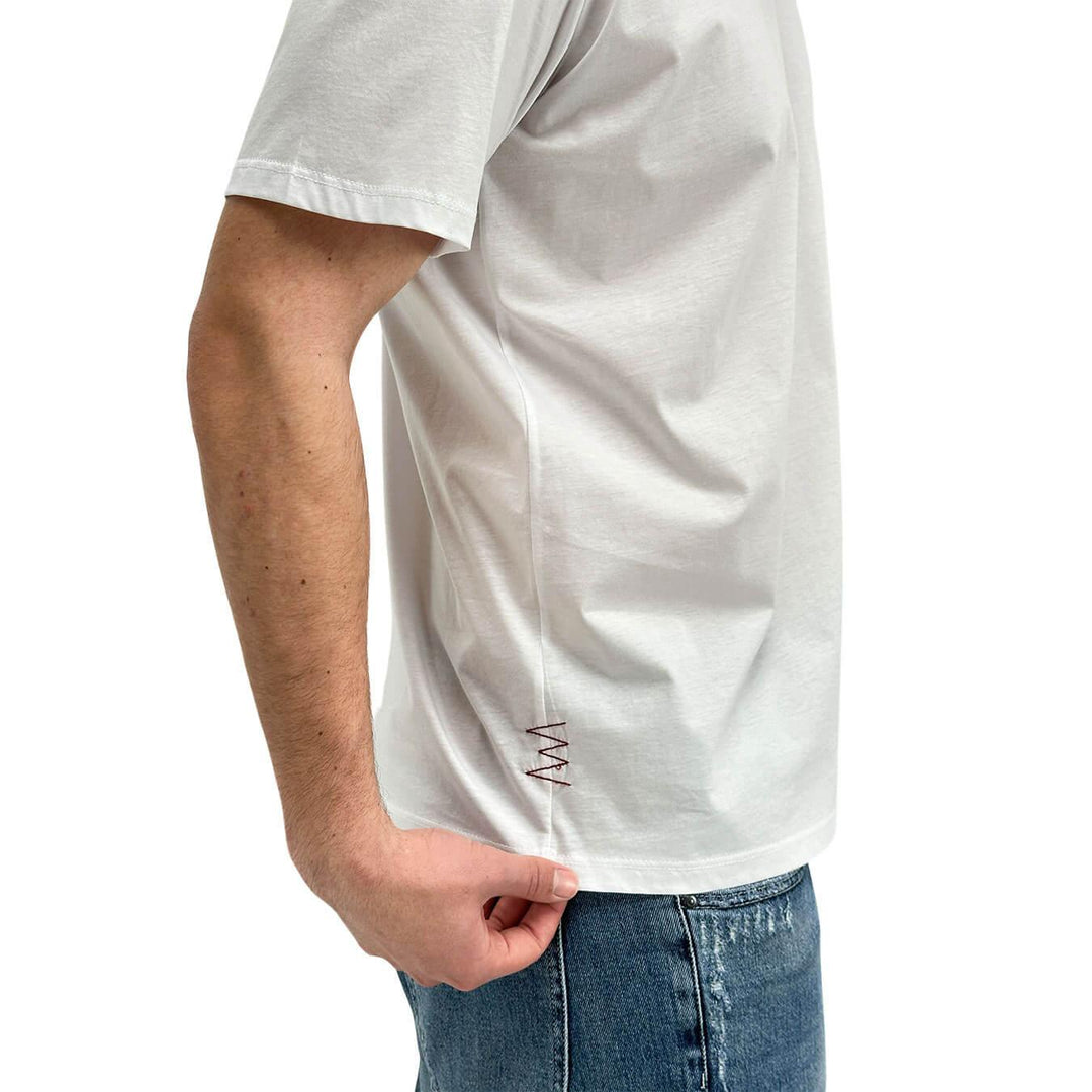 Amaranth Men's Basic T-Shirt, Crewneck, Over, Cotton, White