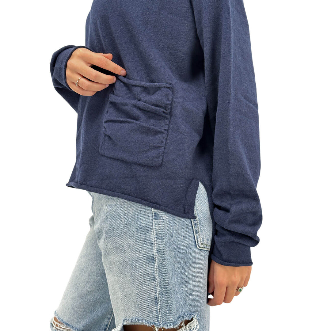 Relish, Maglia, Donna, Paxi, Collo Alto, Cotone Blu