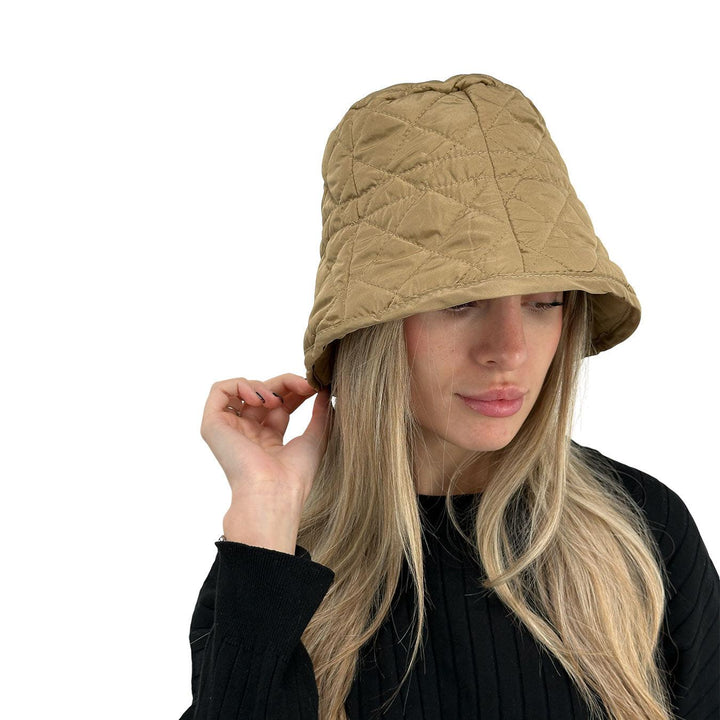 Bassini Women's Hat, Fisherman Model, Quilted, Taupe