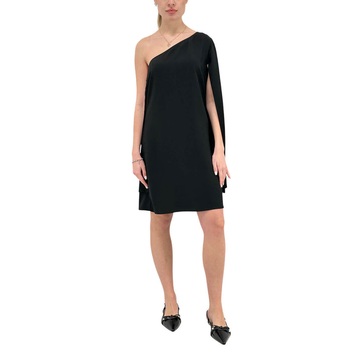 Koralline Women's Short Dress, One Shoulder, Asymmetric, Black