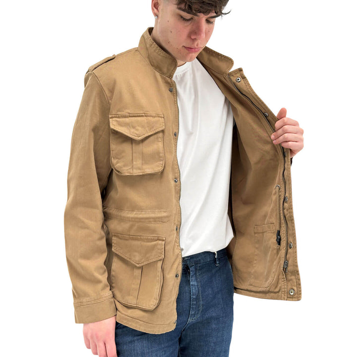 BL.11 Block Eleven Men's Jacket, Front Pockets, Cotton, Beige