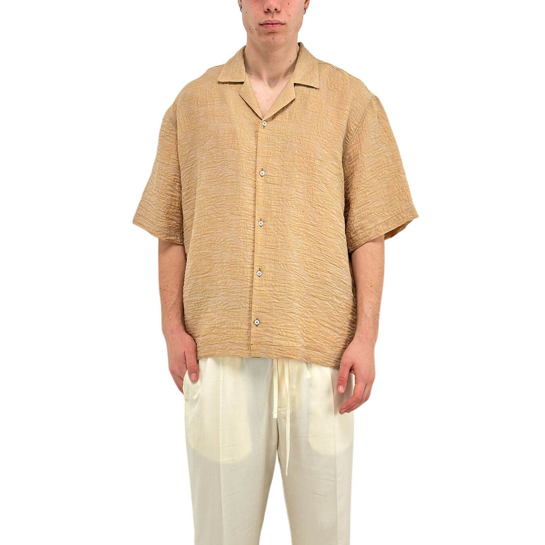 I'm Brian Men's Shirt, Casual, Short Sleeve, Lyocell, Beige