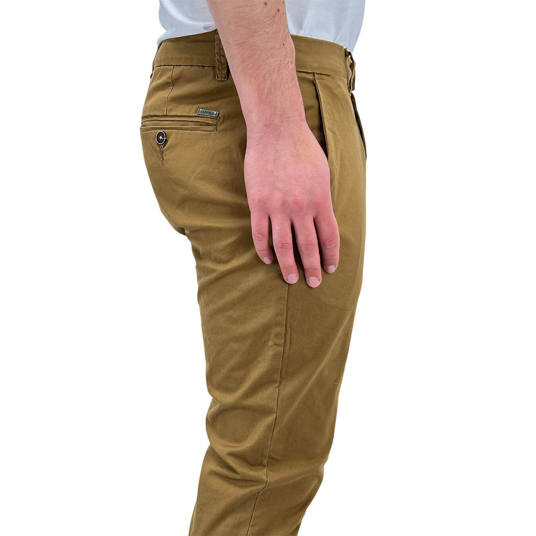 Rytual Men's Chino Pants, Slim Fit, Cotton, Brown
