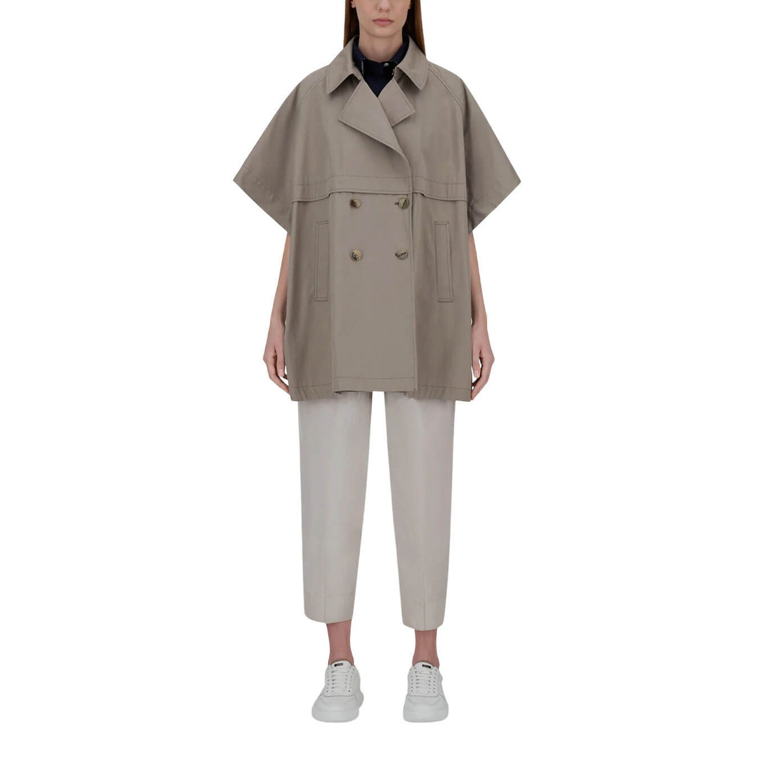 Herno Giacca Donna, A-Shape Poncho in Dean, Cotone, Grigio
