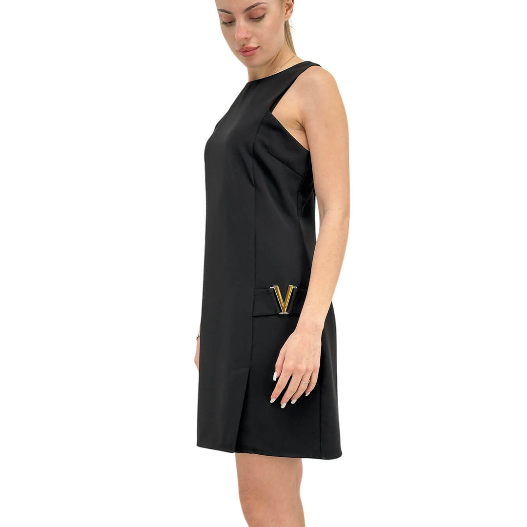 Koralline Women's Dress, Asymmetric Shoulder Strap, Short, Black
