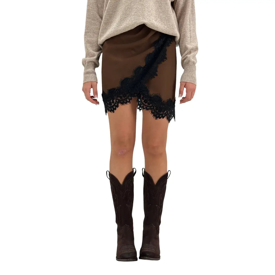 Tensione In, Gonna, Donna, Pizzo, Marrone
