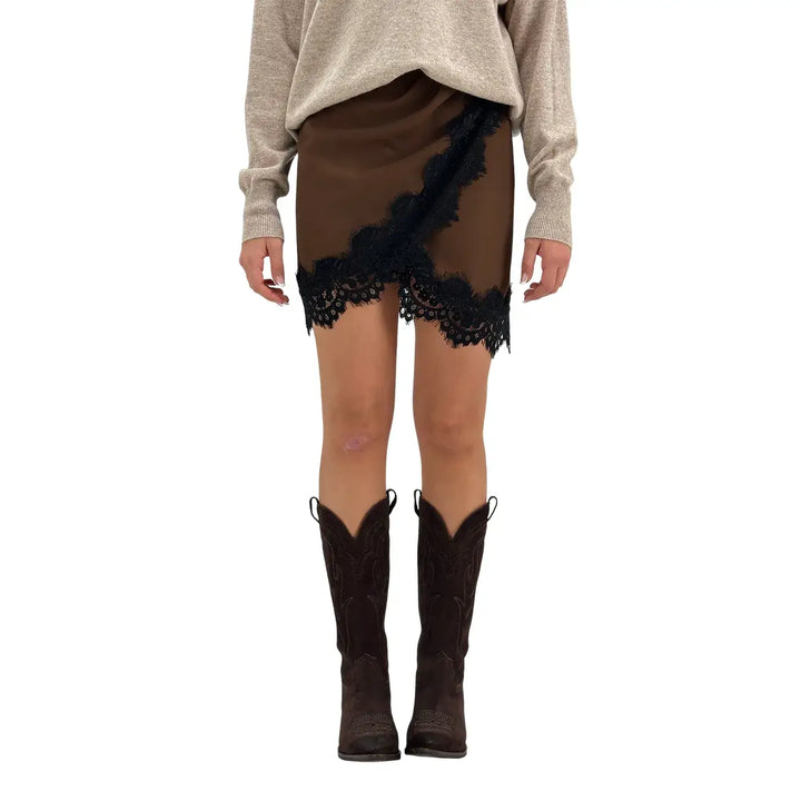 Tensione In, Gonna, Donna, Pizzo, Marrone