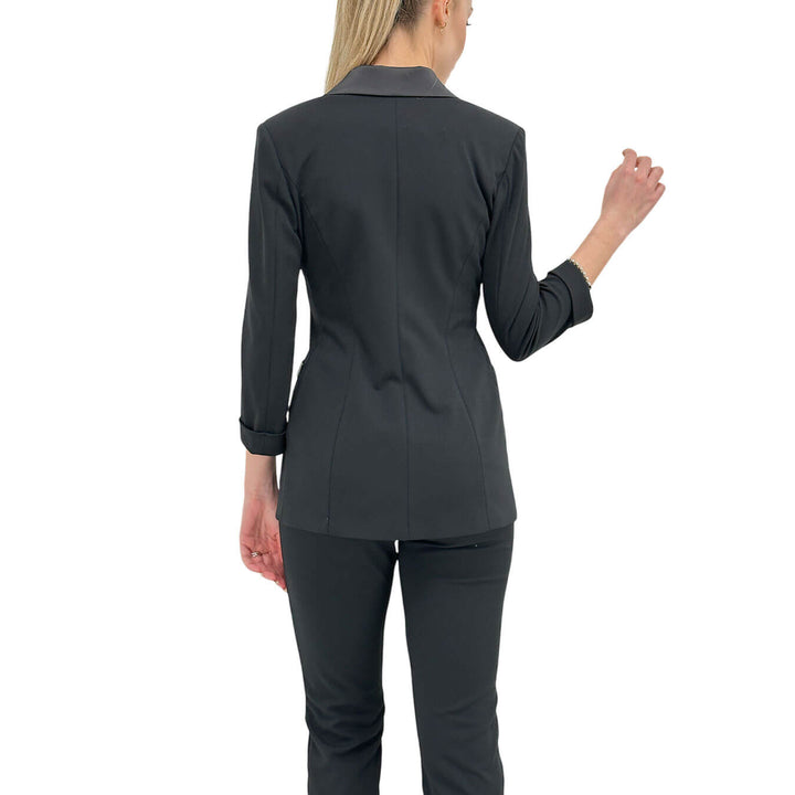 Imperial Giacca Doppiopetto Donna, Revers, Satin, Nero
