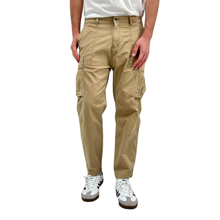 Rytual Men's Cargo Pants, Side Pockets, Cotton, Beige