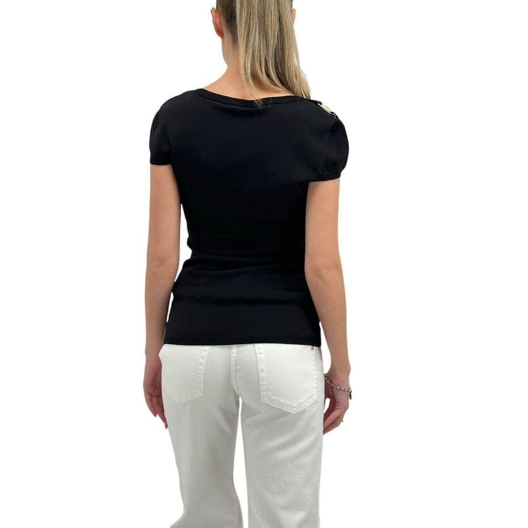 Relish Eric Women's Jersey, Basic T-Shirt, Mixed Fabric, Black