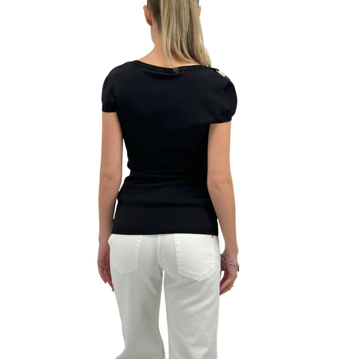 Relish Eric Women's Jersey, Basic T-Shirt, Mixed Fabric, Black