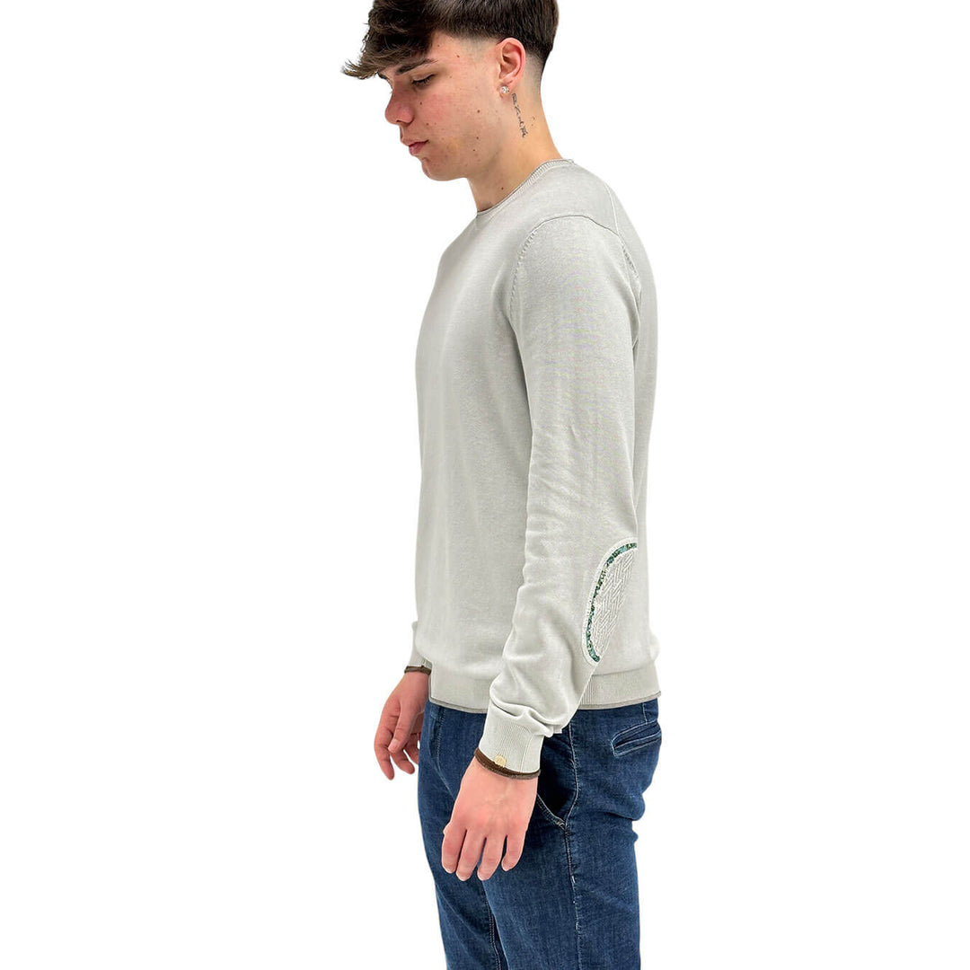 MarKup Men's Sweater, Crew Neck, Long Sleeve, Cotton, Ivory