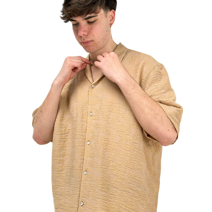 I'm Brian Men's Shirt, Casual, Short Sleeve, Lyocell, Beige