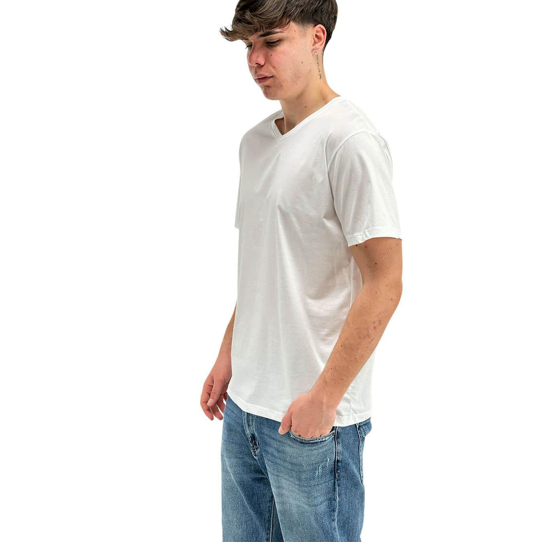 Amaranth Men's Basic T-Shirt, V-Neck, Cotton, White
