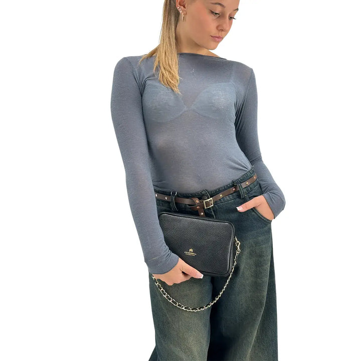 Tensione In, Maglia, Donna, Scollo a Barca, Misto Cashmere, Piombo