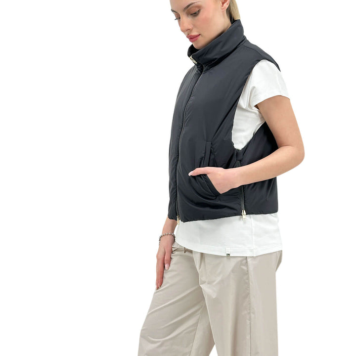 Herno Women's Gilet, Ecoage Sleeveless, Smooth, Black
