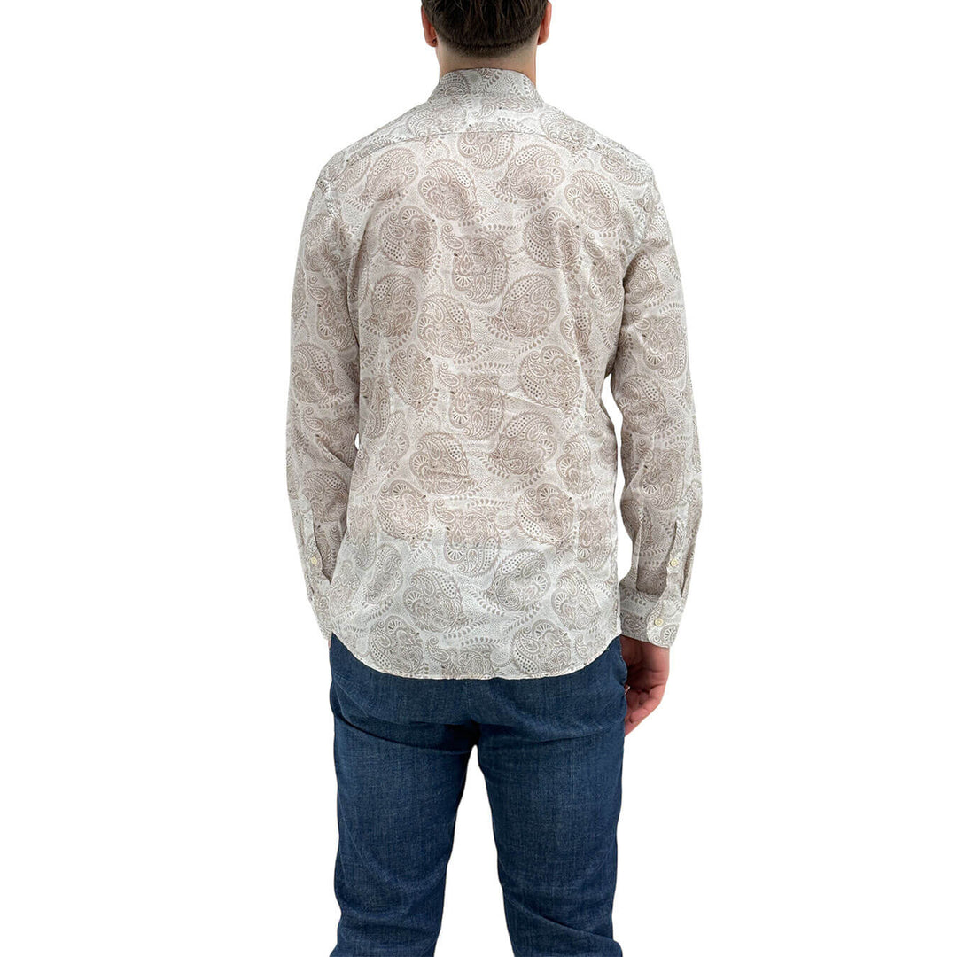 MarKup Men's Shirt, Classic Collar, Mixed Fabric, Pattern, Beige