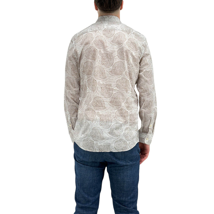 MarKup Men's Shirt, Classic Collar, Mixed Fabric, Pattern, Beige