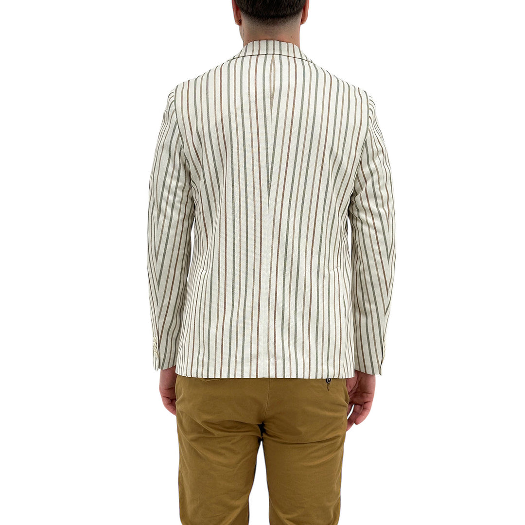 MarKup Giacca Uomo, Blazer Monopetto, Gessato, Beige