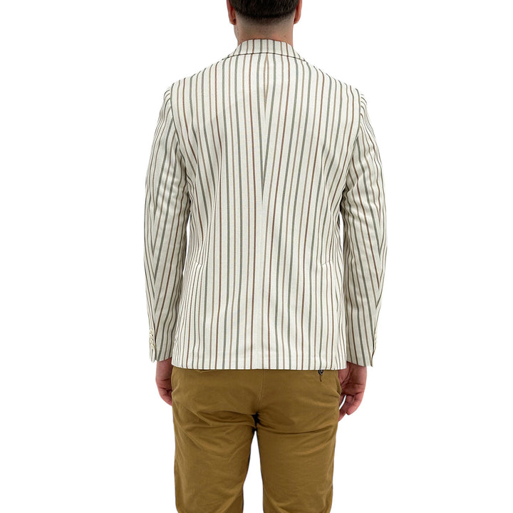 MarKup Giacca Uomo, Blazer Monopetto, Gessato, Beige
