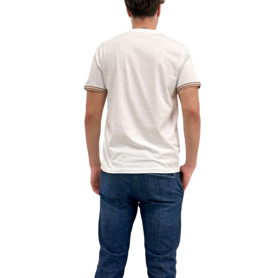 MarKup Men's Sweater, Crew Neck, Coloured Pocket, Cotton, White