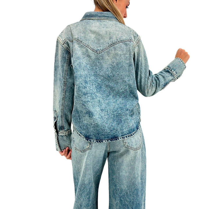 Icon Denim Giacca Norah Donna, Over, Denim, Cotone, Blu Slavato