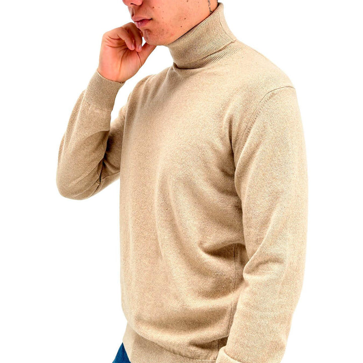 Refabrics Maglia Uomo, Basic, Collo Alto, Cashmere, Beige
