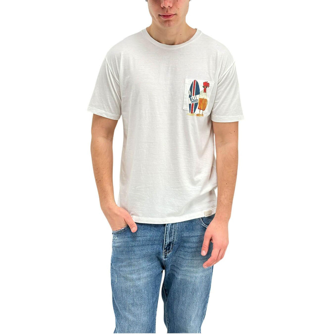 BL.11 Block Eleven Men's T-Shirt, Decorated Pocket, Cotton, White