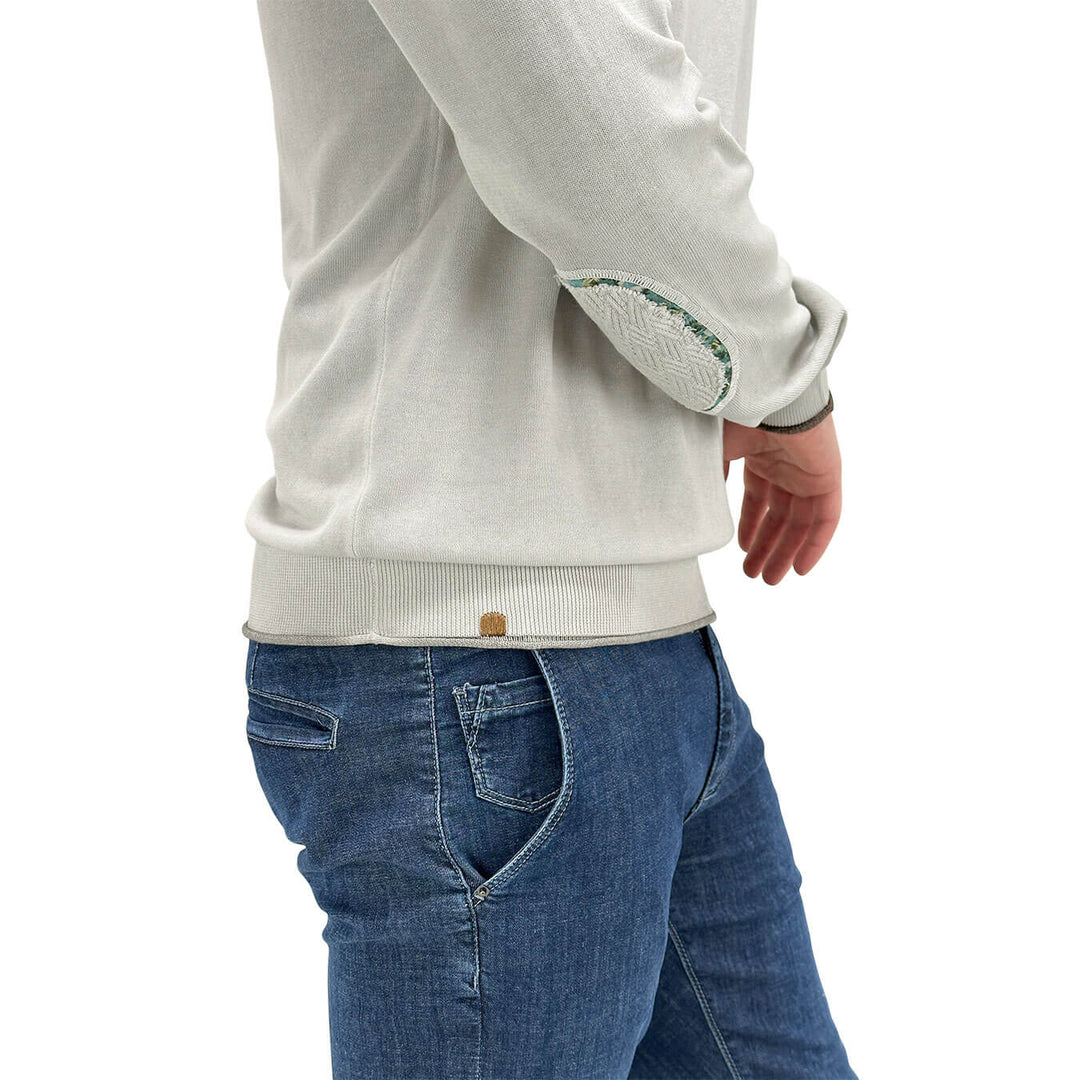 MarKup Men's Sweater, Crew Neck, Long Sleeve, Cotton, Ivory