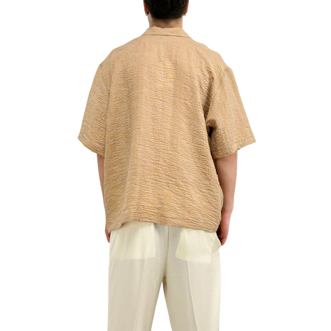 I'm Brian Men's Shirt, Casual, Short Sleeve, Lyocell, Beige