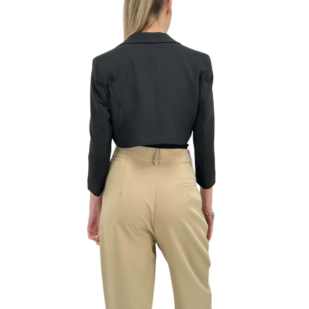 Relish Urania Women's Jacket, Short, Open, Mixed Fabric, Black