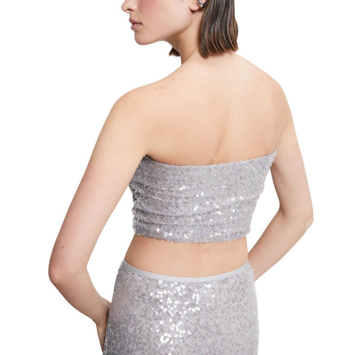 Ottod'Ame Women's Sweater, Top, Sequins, Mixed Fabric, Grey