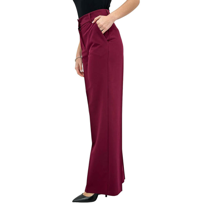 Kontatto Women's Pants, Palazzo Style, Flared, Bordeaux