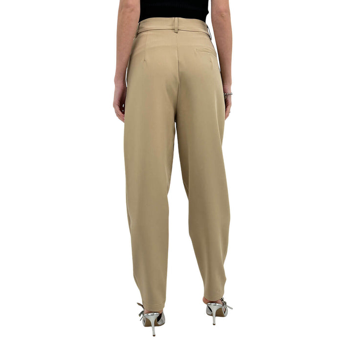 Koralline Pantaloni Cargo Donna, Pieghe Frontali, Beige
