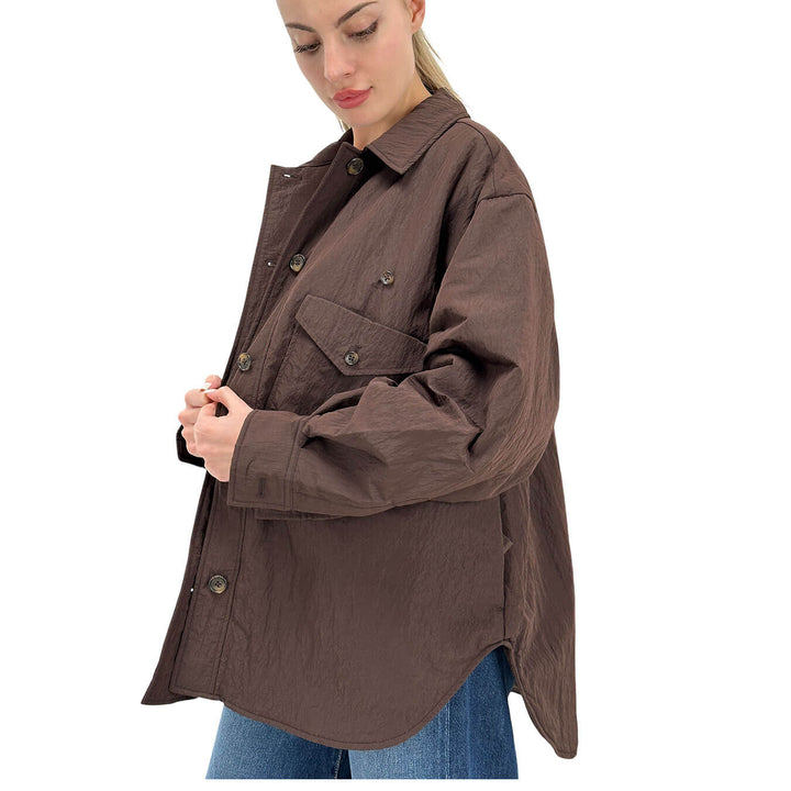 Oof Wear Women's Jacket, Shirt Model, Crumpled Effect, Brown