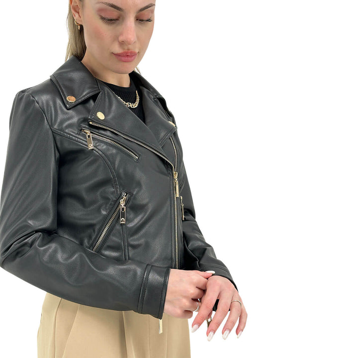 Relish Women's Jacket, Biker Style, Eco-Leather, Black