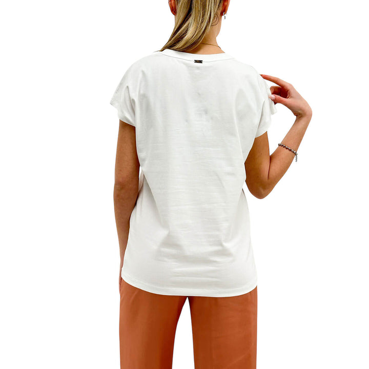Herno Maglia Donna, T-Shirt Interlock Jersey, Cotone, Bianco