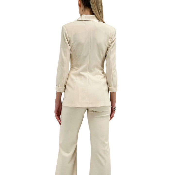 Imperial Giacca Doppiopetto Donna, Revers, Satin, Beige