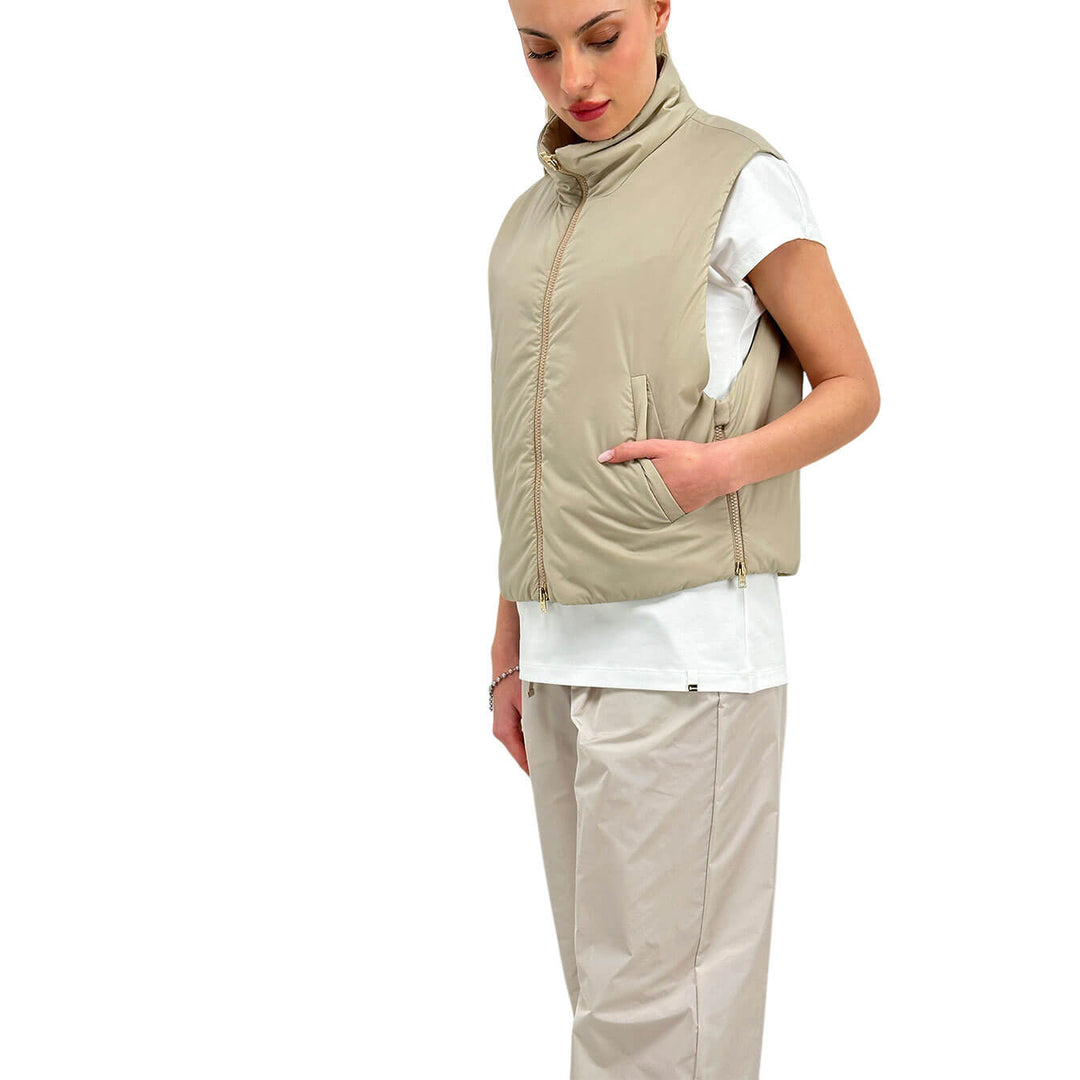 Herno Women's Gilet, Ecoage Sleeveless, Smooth, Beige