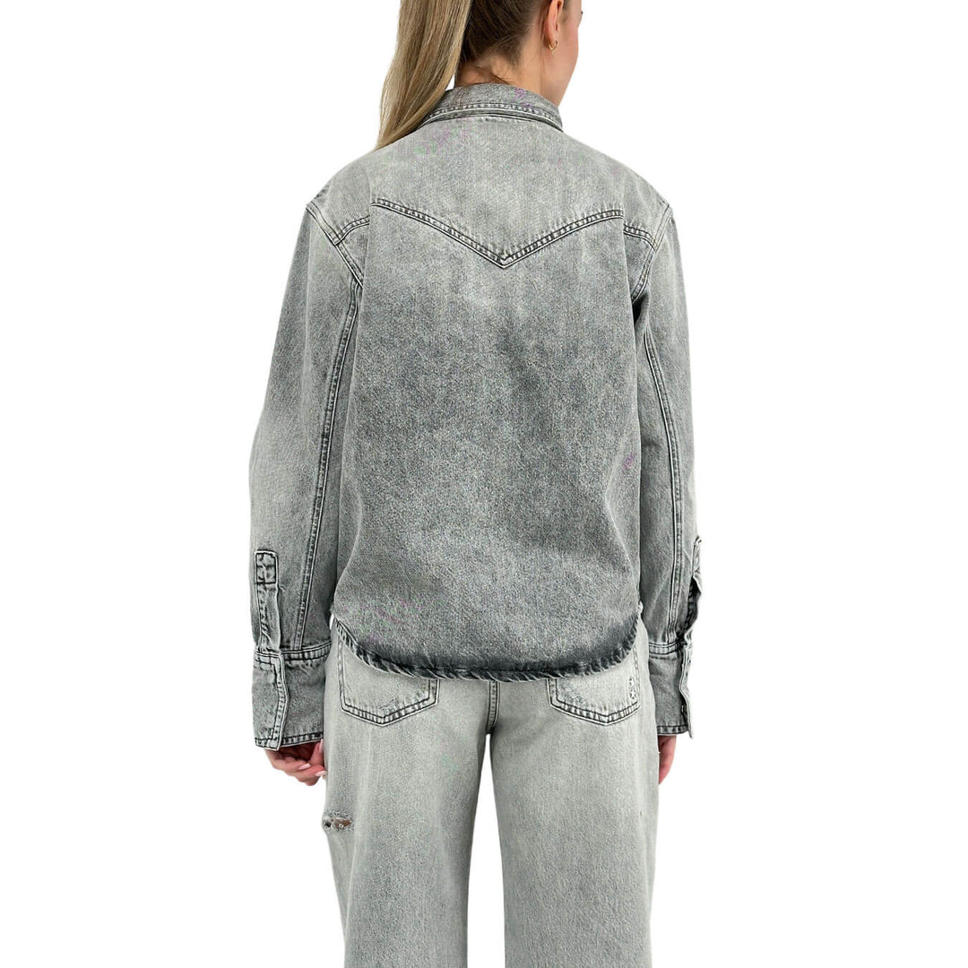 Icon Denim Giacca Norah Donna, Over, Denim, Cotone, Grigio Slavato