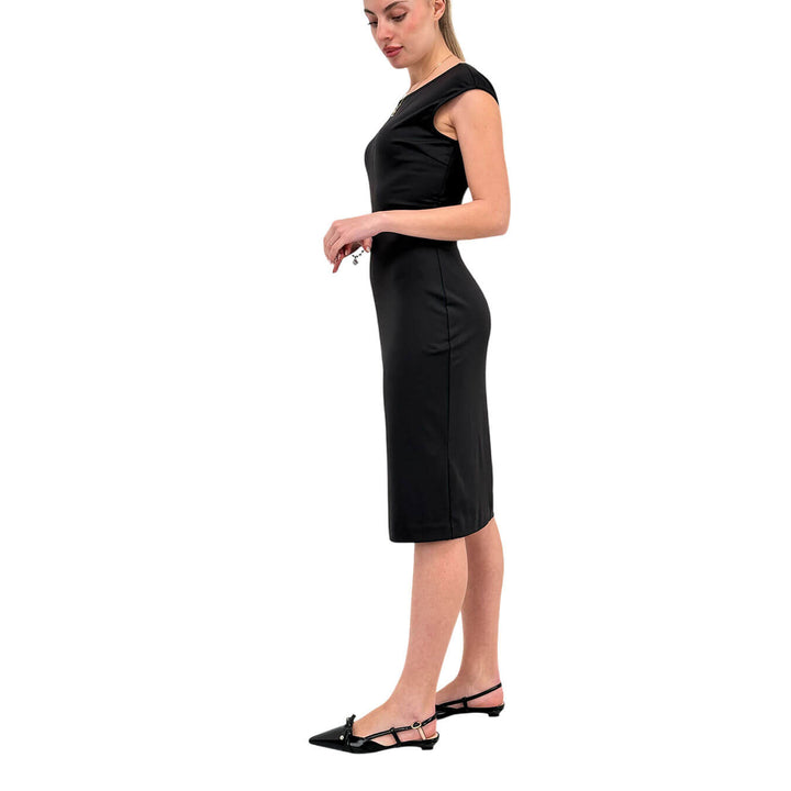 Koralline Women's Dress, Stitch Milano, Mixed Fabric, Black