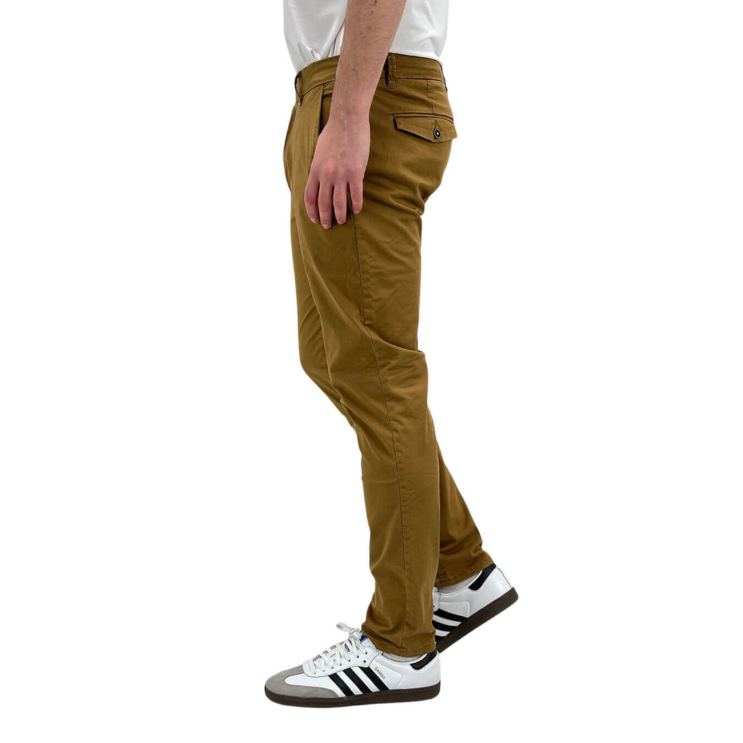 Rytual Men's Chino Pants, Slim Fit, Cotton, Brown