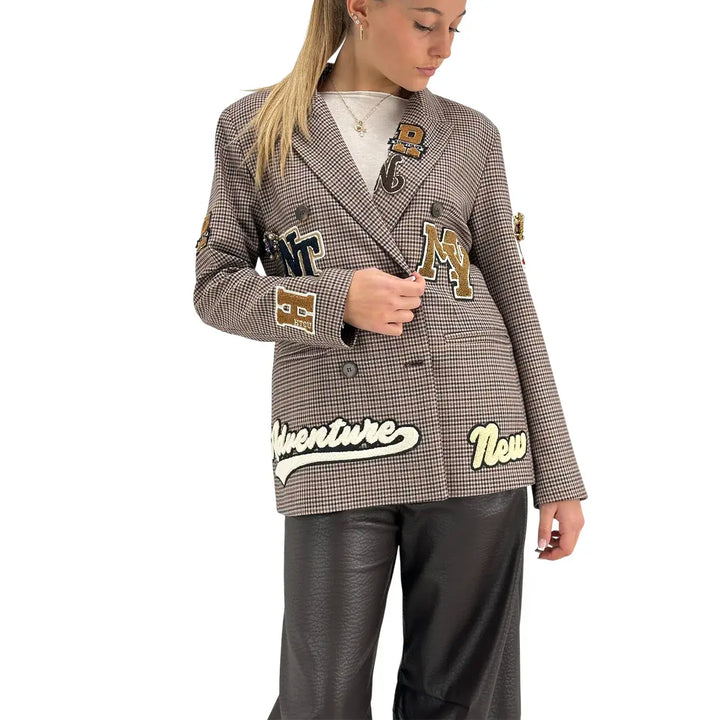 Tensione In, Giacca, Donna, Pied de Poule, Marrone