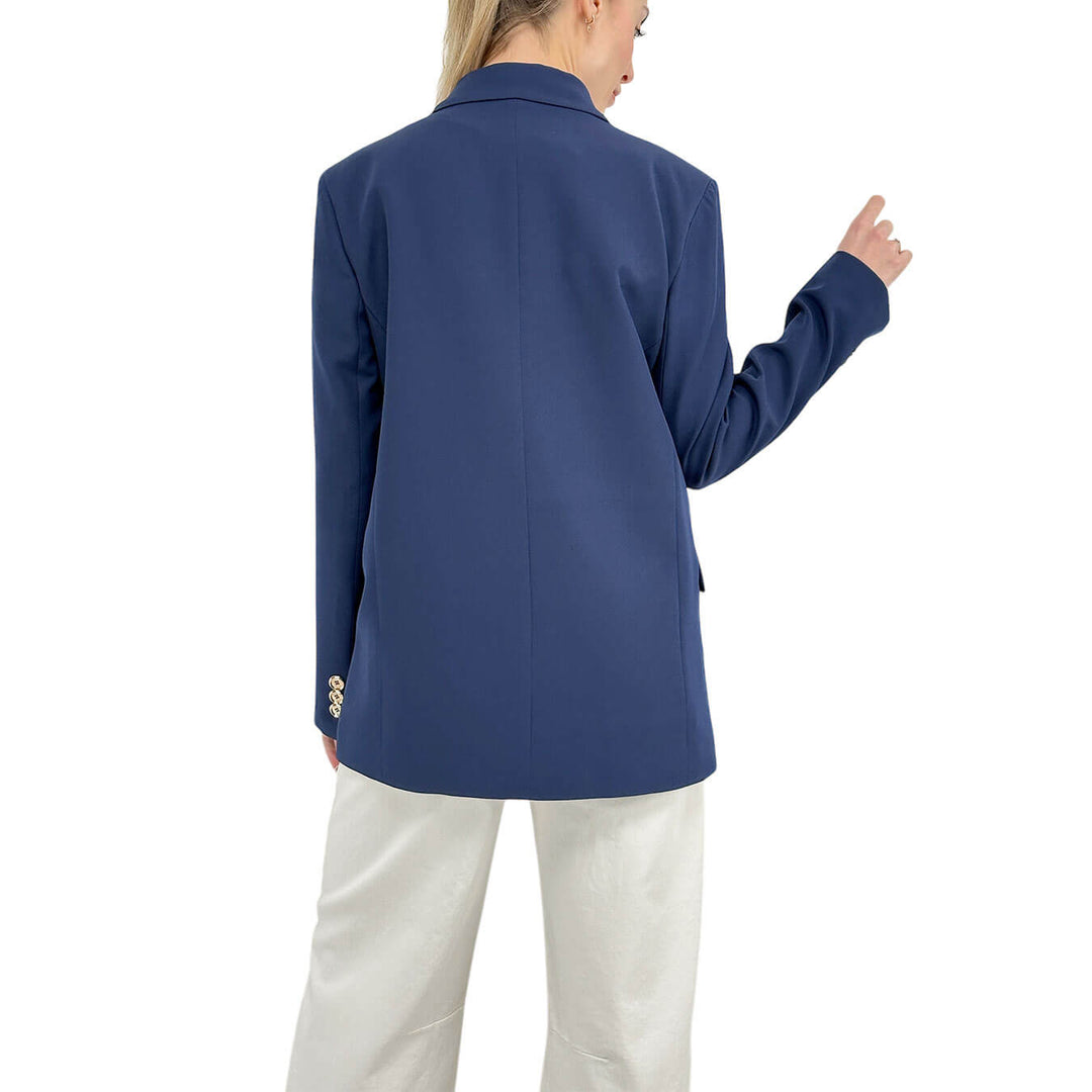 Relish Zelinda Giacca Donna, Doppiopetto, Bottoni Dorati, Blu