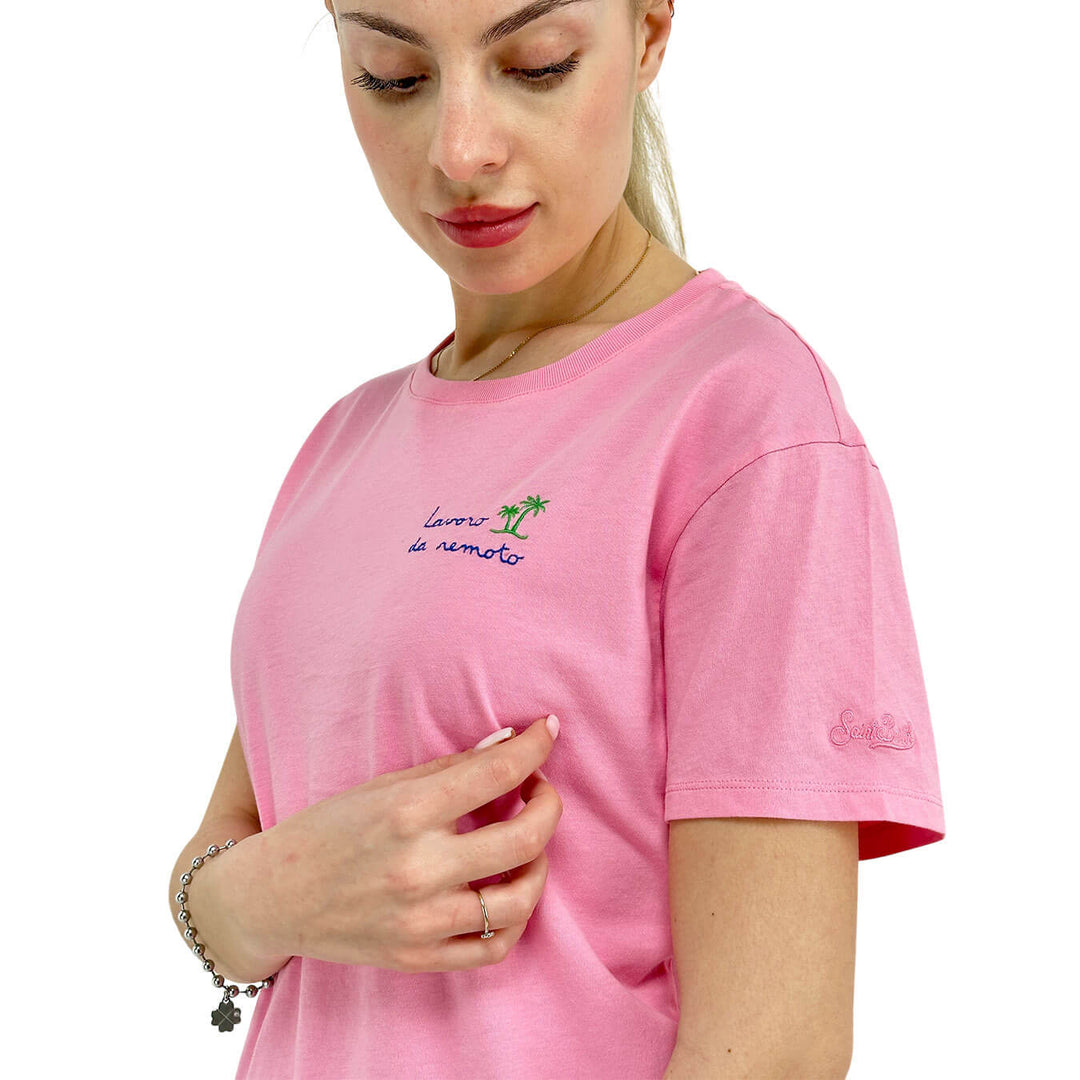 Mc2 Saint Barth Maglia Donna, T-Shirt, Basic, Cotone, Rosa