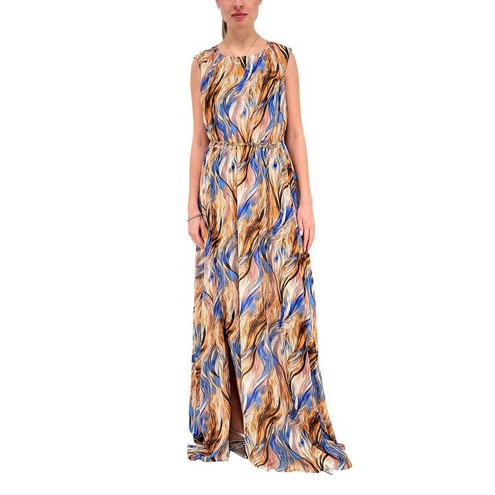 Koralline Women's Dress, Long and Wide, Pattern, Beige