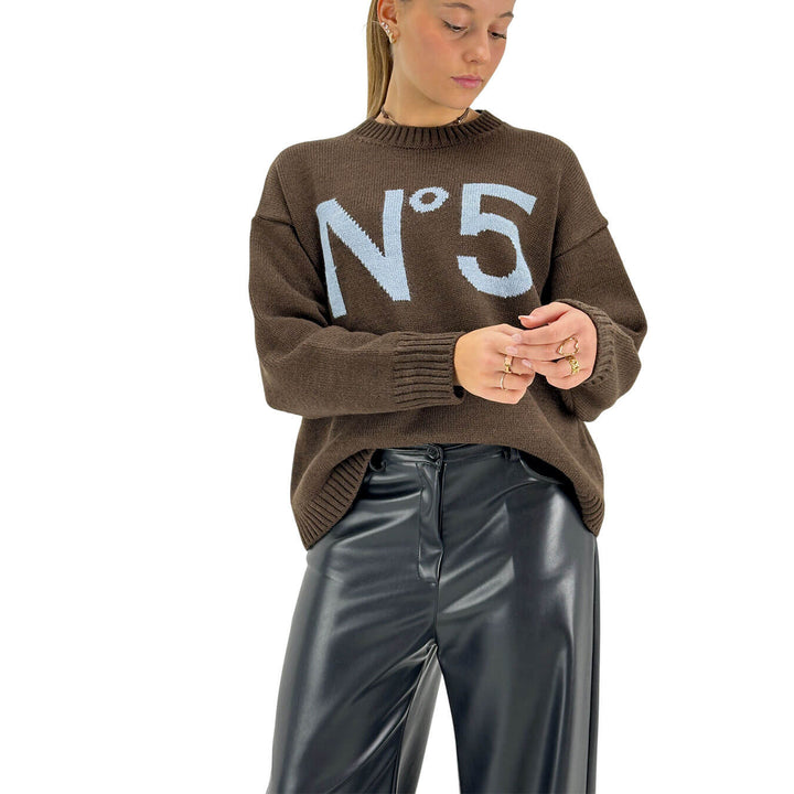 Tensione In, Maglia, Donna, Tessuto Misto, Marrone