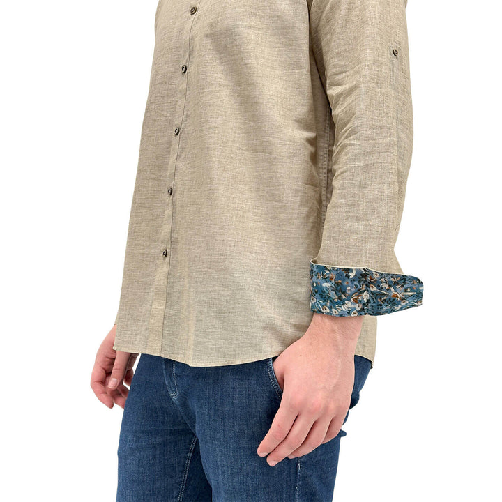 MarKup Men's Shirt, Mandarin Collar, Basic Model, Beige